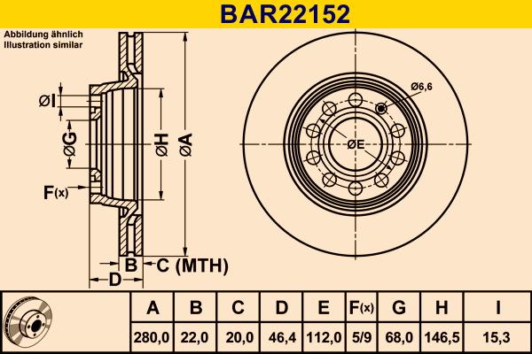 Barum BAR22152 - Спирачен диск vvparts.bg