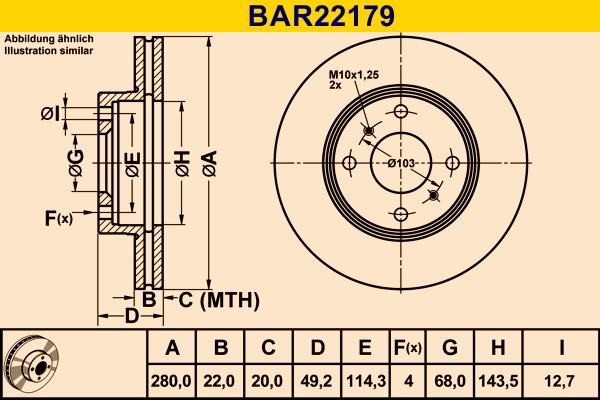 Barum BAR22179 - Спирачен диск vvparts.bg