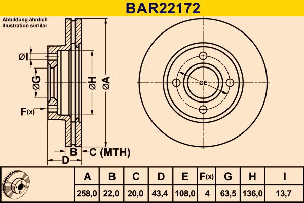 Barum BAR22172 - Спирачен диск vvparts.bg