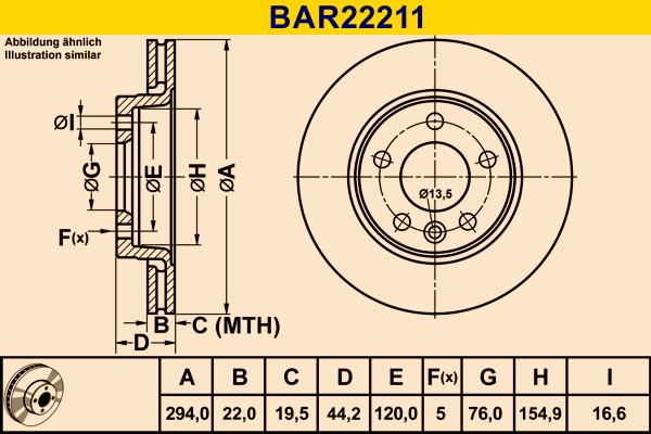 Barum BAR22211 - Спирачен диск vvparts.bg