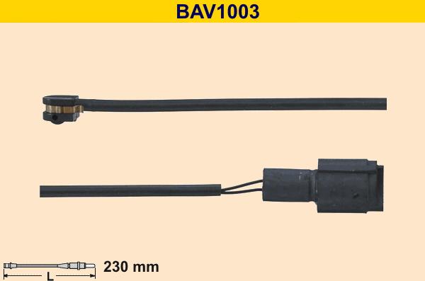 Barum BAV1003 - Предупредителен контактен сензор, износване на накладките vvparts.bg