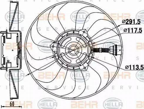 BEHR HELLA Service 8EW 351 039-781 - Вентилатор, охлаждане на двигателя vvparts.bg