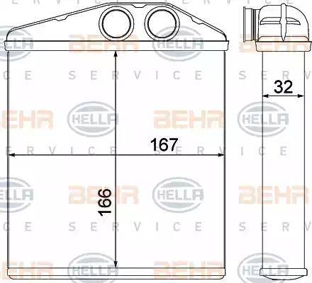 BEHR HELLA Service 8FH 351 000-501 - Топлообменник, отопление на вътрешното пространство vvparts.bg