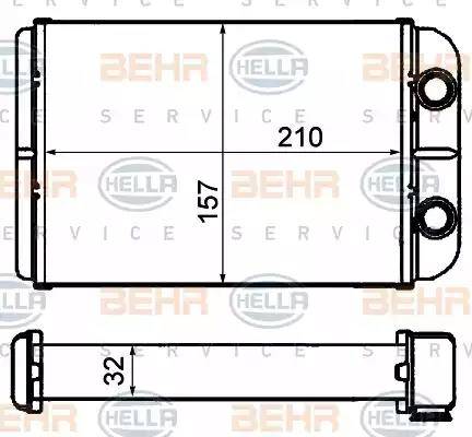 BEHR HELLA Service 8FH 351 308-231 - Топлообменник, отопление на вътрешното пространство vvparts.bg