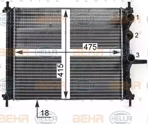 BEHR HELLA Service 8MK 376 900-091 - Радиатор, охлаждане на двигателя vvparts.bg