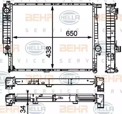 BEHR HELLA Service 8MK 376 910-271 - Радиатор, охлаждане на двигателя vvparts.bg