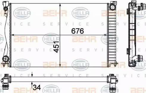 BEHR HELLA Service 8MK 376 790-104 - Радиатор, охлаждане на двигателя vvparts.bg