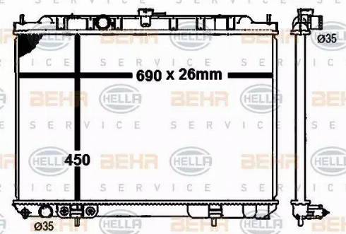 BEHR HELLA Service 8MK 376 790-301 - Радиатор, охлаждане на двигателя vvparts.bg