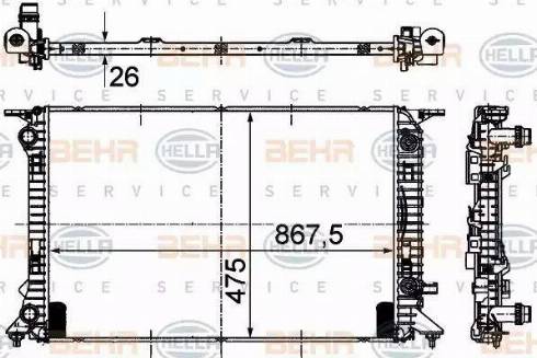 BEHR HELLA Service 8MK 376 745-634 - Радиатор, охлаждане на двигателя vvparts.bg