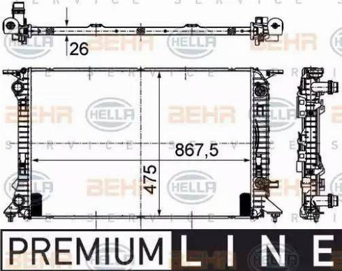 BEHR HELLA Service 8MK 376 745-631 - Радиатор, охлаждане на двигателя vvparts.bg