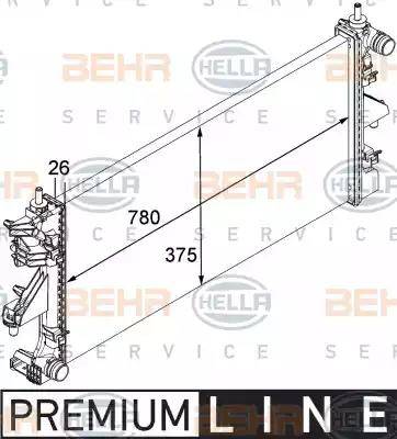 BEHR HELLA Service 8MK 376 745-021 - Радиатор, охлаждане на двигателя vvparts.bg