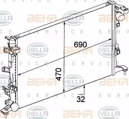 BEHR HELLA Service 8MK 376 745-711 - Радиатор, охлаждане на двигателя vvparts.bg