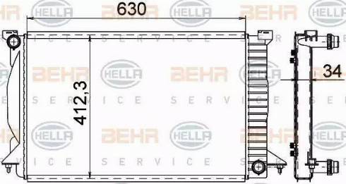 BEHR HELLA Service 8MK 376 766-334 - Радиатор, охлаждане на двигателя vvparts.bg