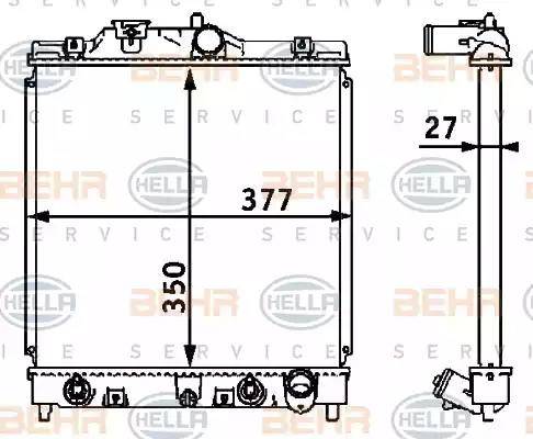 BEHR HELLA Service 8MK 376 708-381 - Радиатор, охлаждане на двигателя vvparts.bg