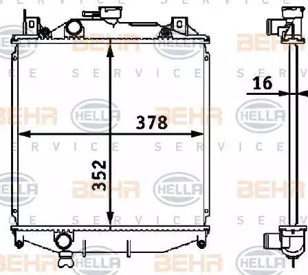 BEHR HELLA Service 8MK 376 708-201 - Радиатор, охлаждане на двигателя vvparts.bg