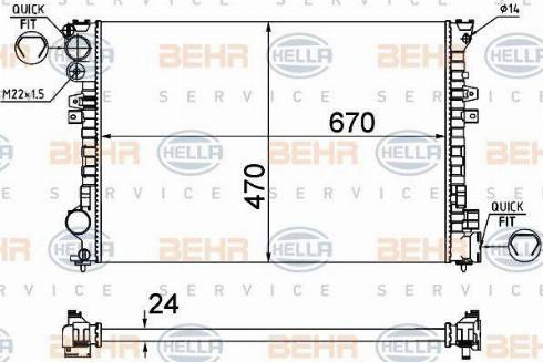 BEHR HELLA Service 8MK 376 719-235 - Радиатор, охлаждане на двигателя vvparts.bg