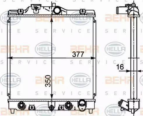 BEHR HELLA Service 8MK 376 719-781 - Радиатор, охлаждане на двигателя vvparts.bg