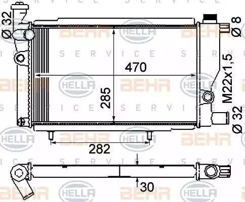 BEHR HELLA Service 8MK 376 715-384 - Радиатор, охлаждане на двигателя vvparts.bg