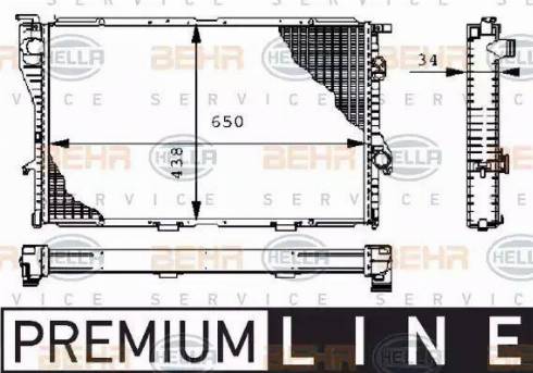 BEHR HELLA Service 8MK 376 711-111 - Радиатор, охлаждане на двигателя vvparts.bg