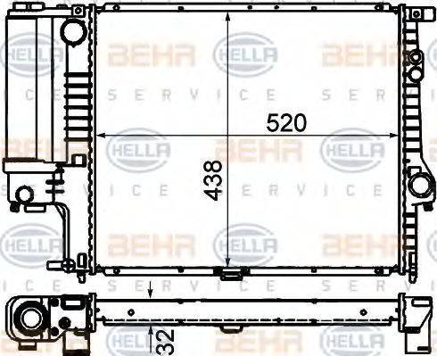 BEHR HELLA Service 8MK 376 711-134 - Радиатор, охлаждане на двигателя vvparts.bg