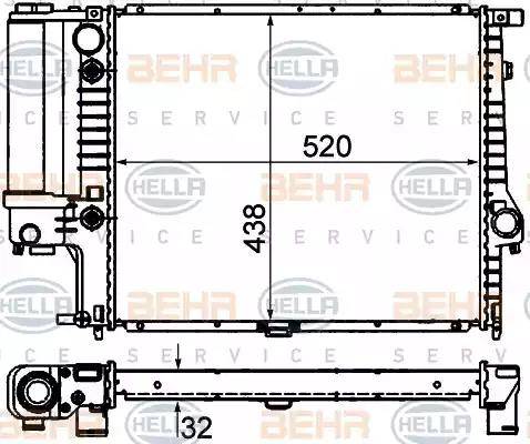 BEHR HELLA Service 8MK 376 713-104 - Радиатор, охлаждане на двигателя vvparts.bg