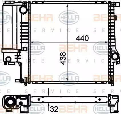 BEHR HELLA Service 8MK 376 713-124 - Радиатор, охлаждане на двигателя vvparts.bg