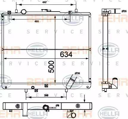 BEHR HELLA Service 8MK 376 787-111 - Радиатор, охлаждане на двигателя vvparts.bg