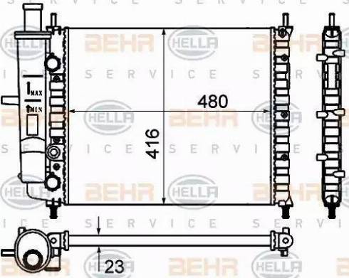 BEHR HELLA Service 8MK 376 735-111 - Радиатор, охлаждане на двигателя vvparts.bg