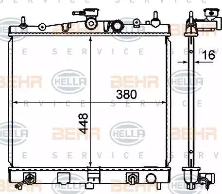 BEHR HELLA Service 8MK 376 735-121 - Радиатор, охлаждане на двигателя vvparts.bg