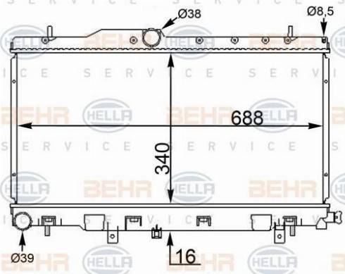 BEHR HELLA Service 8MK 376 775-634 - Радиатор, охлаждане на двигателя vvparts.bg