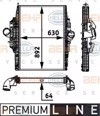 BEHR HELLA Service 8ML 376 724-281 - Интеркулер (охладител за въздуха на турбината) vvparts.bg