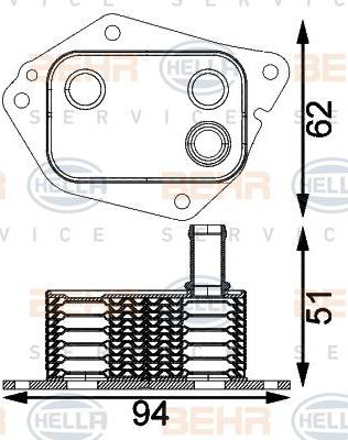 BEHR HELLA Service 8MO 376 797-151 - Маслен радиатор, двигателно масло vvparts.bg