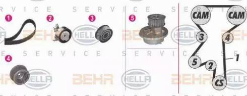 BEHR HELLA Service 8MP 376 809-841 - Водна помпа+ к-кт ангренажен ремък vvparts.bg