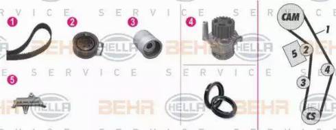 BEHR HELLA Service 8MP 376 809-851 - Водна помпа+ к-кт ангренажен ремък vvparts.bg