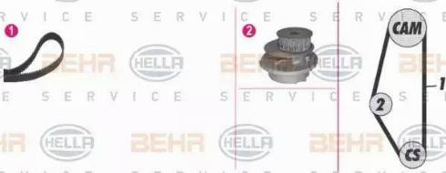 BEHR HELLA Service 8MP 376 804-831 - Водна помпа+ к-кт ангренажен ремък vvparts.bg