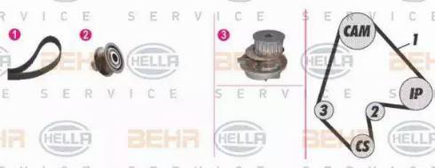 BEHR HELLA Service 8MP 376 805-891 - Водна помпа+ к-кт ангренажен ремък vvparts.bg