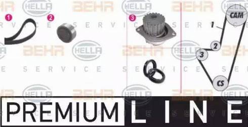 BEHR HELLA Service 8MP 376 805-851 - Водна помпа+ к-кт ангренажен ремък vvparts.bg