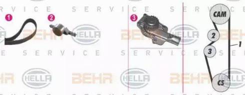 BEHR HELLA Service 8MP 376 805-881 - Водна помпа+ к-кт ангренажен ремък vvparts.bg