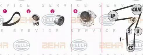 BEHR HELLA Service 8MP 376 806-881 - Водна помпа+ к-кт ангренажен ремък vvparts.bg