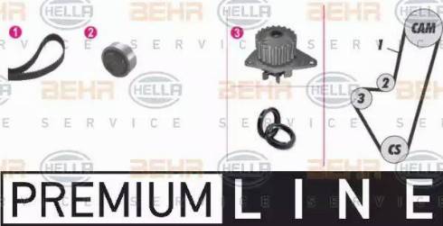 BEHR HELLA Service 8MP 376 800-871 - Водна помпа+ к-кт ангренажен ремък vvparts.bg