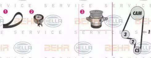 BEHR HELLA Service 8MP 376 801-891 - Водна помпа+ к-кт ангренажен ремък vvparts.bg
