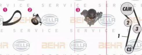 BEHR HELLA Service 8MP 376 808-891 - Водна помпа+ к-кт ангренажен ремък vvparts.bg