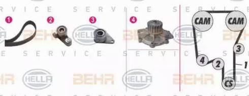 BEHR HELLA Service 8MP 376 808-861 - Водна помпа+ к-кт ангренажен ремък vvparts.bg