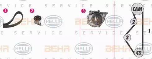 BEHR HELLA Service 8MP 376 808-801 - Водна помпа+ к-кт ангренажен ремък vvparts.bg