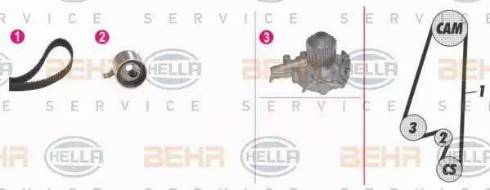 BEHR HELLA Service 8MP 376 808-811 - Водна помпа+ к-кт ангренажен ремък vvparts.bg