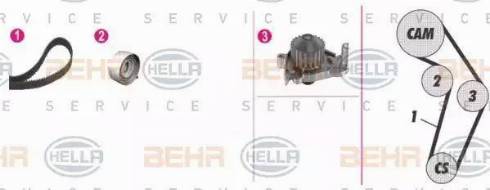 BEHR HELLA Service 8MP 376 808-831 - Водна помпа+ к-кт ангренажен ремък vvparts.bg