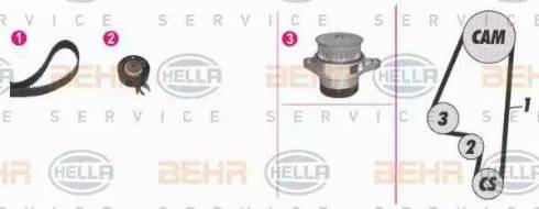 BEHR HELLA Service 8MP 376 803-881 - Водна помпа+ к-кт ангренажен ремък vvparts.bg