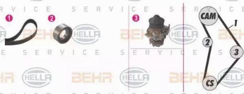 BEHR HELLA Service 8MP 376 803-821 - Водна помпа+ к-кт ангренажен ремък vvparts.bg