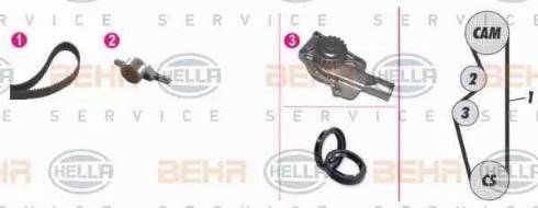 BEHR HELLA Service 8MP 376 803-871 - Водна помпа+ к-кт ангренажен ремък vvparts.bg