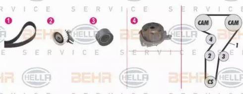 BEHR HELLA Service 8MP 376 802-891 - Водна помпа+ к-кт ангренажен ремък vvparts.bg